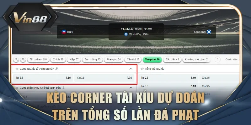 Kèo corner Tài Xỉu dự đoán trên tổng số lần đá phạt